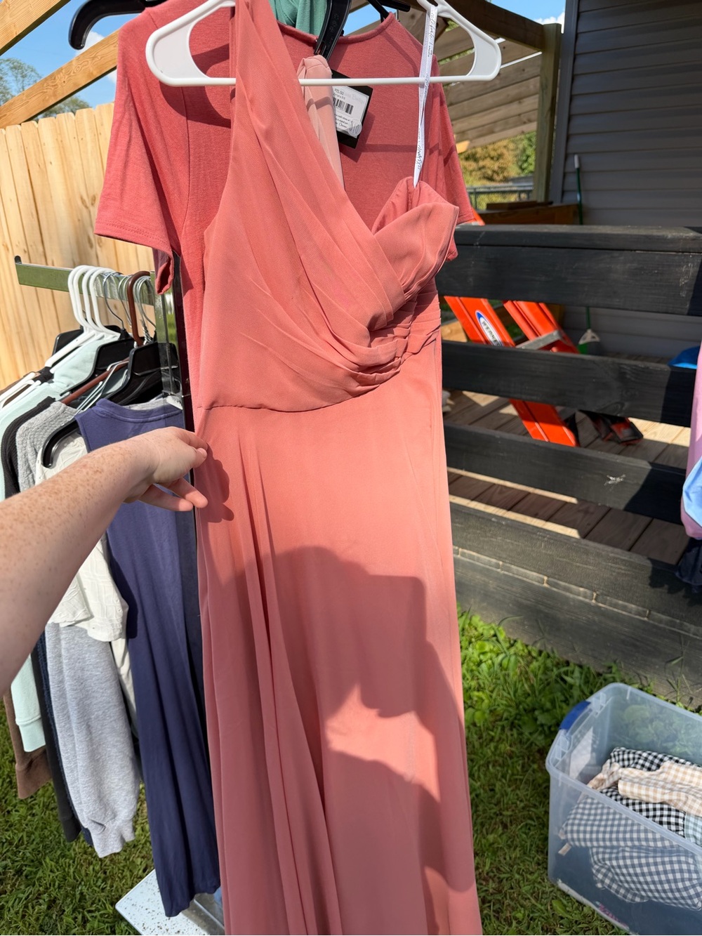 One-Shoulder Maxi Dress in Dusty Rose